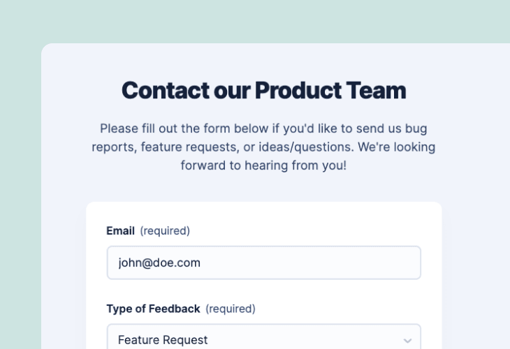 contact product team form